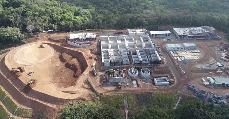 Vista aérea de las obras de la potabilizadora de Arraiján en Panamá