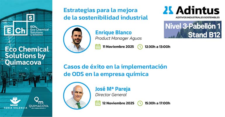 Adintus impulsa la sostenibilidad industrial en la feria Eco Chemical Solutions