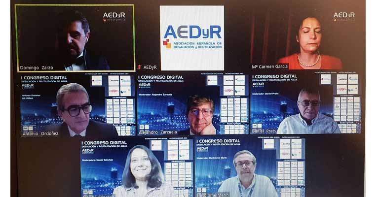 Participantes en la sexta sesión del Congreso Digital AEDyR dedicado a experiencias y lecciones aprendidas en desalación y reutilización