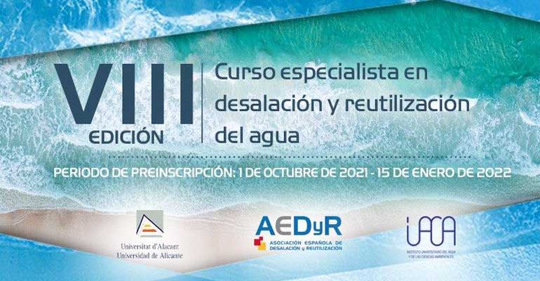 Últimos días para apuntarse al curso online de especialista en desalación y reutilización de agua de AEDyR