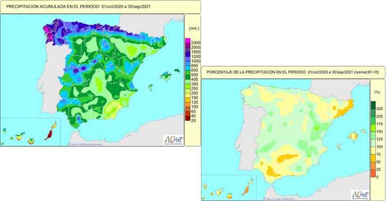 Año hidrológico de carácter normal en términos de lluvia para España según Aemet