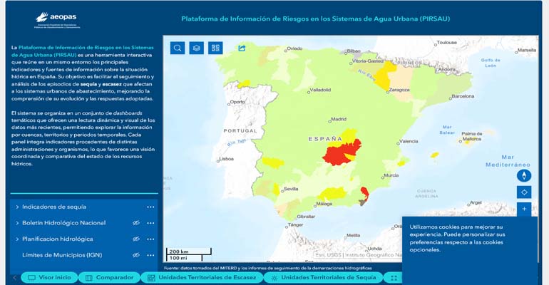 AEOPAS lanza su plataforma de información de riesgos de los sistemas de agua urbana junto a su informe de sequía