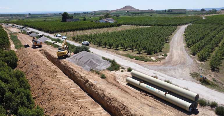 Amiblu Pipes Spain se adjudica el suministro de 15 km de tuberías para la modernización de regadíos en Fraga, Aitona y Serós
