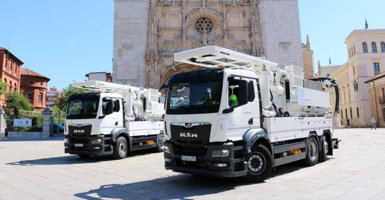 Camiones Müller suministrados por Tecsan a AquaVall para la limpieza del alcantarillado municipal