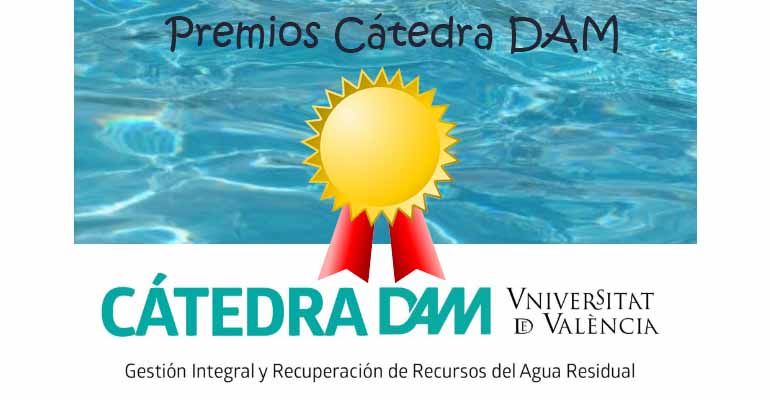 Cartel convocatoria premios de la Cátedra DAM a los mejores trabajos sobre aguas residuales