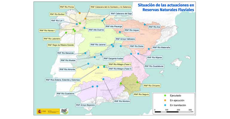 Mapa de reservas naturales fluviales