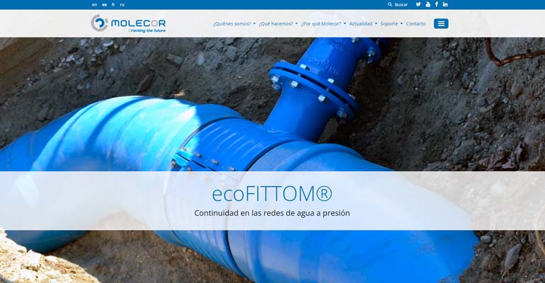 NUeva web de Molecor, fabricante de tuberías y accesorios de PVC-O