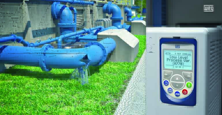 Pump Genius de WEG. Este variador de velocidad para el control automático de la velocidad del motor de una bomba integra un software de control de procesos y monitorización del sistema