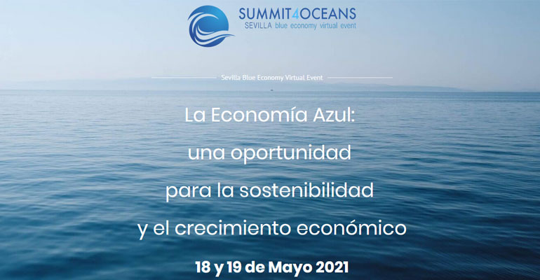 Cartel del evento Summit4Oceans sobre economía azul que se celebra en Sevilla