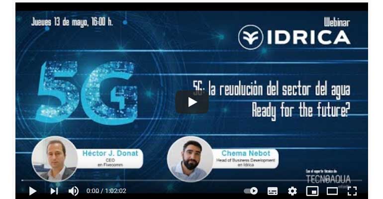 cartel vídeo webinar Idrica sobre 5G y sector del agua